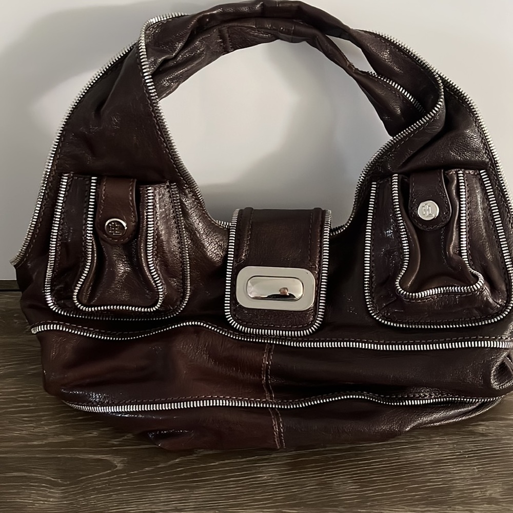 LOCKHEART Brand New Espresso Brown Leather Hobo